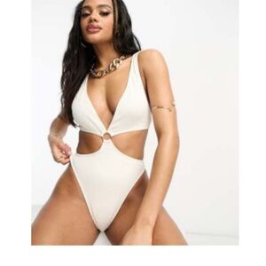 Chic Cream Cutout Swimsuit